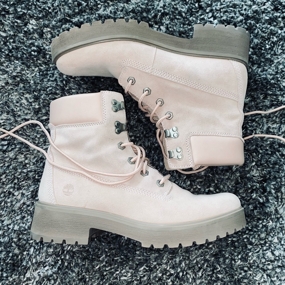 DUSTY PINK TIMBERLAND BOOTS